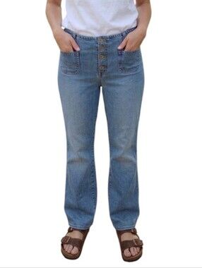 Vintage Hydraulic Light Blue Wash Button Fly Straight-Leg High-Rise Jeans